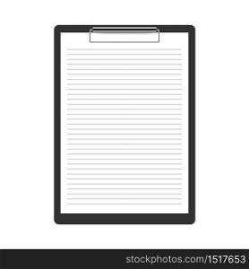 Realistic black clipboard isolated on white background, vector illustration