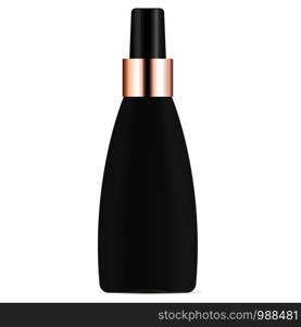 Realistic Black Essential Oil Bottle. Mock up Bottle. Vector illustration. Cosmetic vial, flask.. Realistic Black Essential Oil Bottle. Mock up
