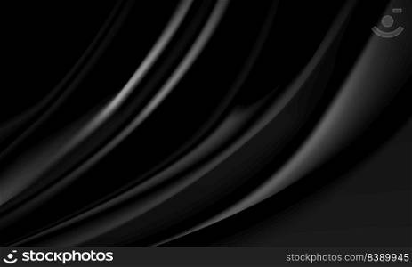 Realistic black fabric wave curve luxury background vector 