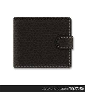 realistic black leather wallet isolated . Template for your design. realistic leather wallet