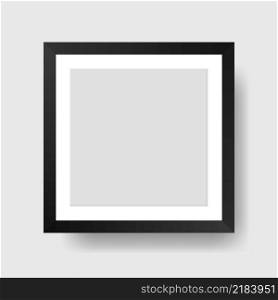 Realistic black photo frame with shadow. Mockup of frame for pictures and photos. Vector. Realistic black photo frame with shadow. Mockup of frame for pictures and photos. Vector illustration