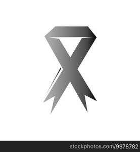 Realistic black ribbon, death symbol . Vector illustration