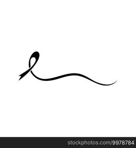 Realistic black ribbon, death symbol . Vector illustration