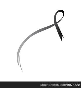 Realistic black ribbon, death symbol . Vector illustration