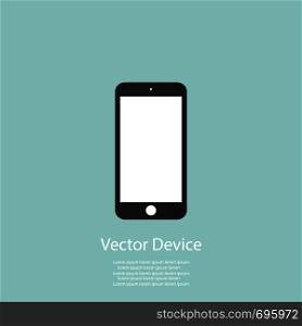 Realistic black smartphone in iphone style with blank screen isolated on white background. Vector illustration