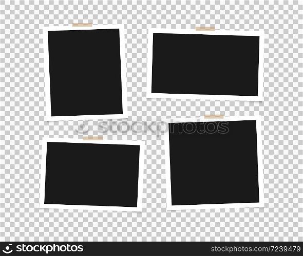 Realistic blank photo frames with scotch tape Vector illustration EPS 10. Realistic blank photo frames with scotch tape. Vector illustration EPS 10