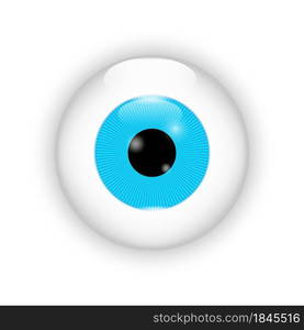 Realistic blue eyeball icon. Illustration close up on white backdrop. Hand drawn. Vector illustration. Stock image. EPS 10.. Realistic blue eyeball icon. Illustration close up on white backdrop. Hand drawn. Vector illustration. Stock image.