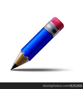 Realistic blue Pencil isolated on white background. Vector EPS10 illustration.
