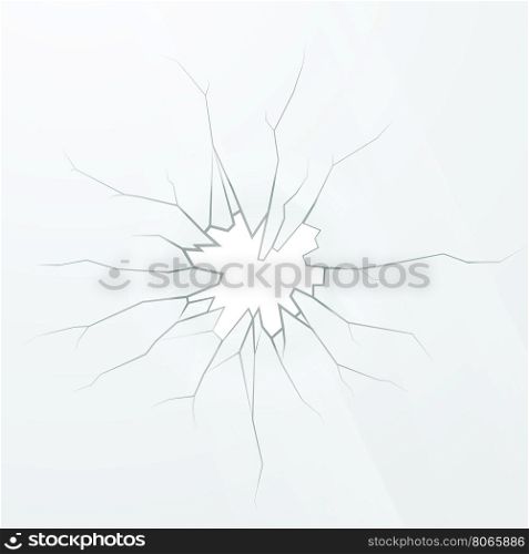 Realistic broken glass on a white background, square illustration