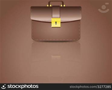 realistic brown briefcase for papers with reflection. Vector