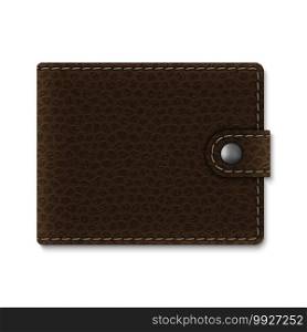 realistic brown leather wallet isolated . Template for your design. realistic leather wallet