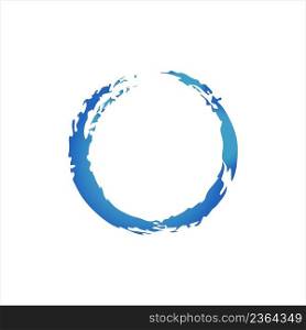 Realistic brush stroke made in vector, colored with blue gradient. Abstract circle, torn or open ring, with copy space. Modern emblem design for prints and web. Blue gradient brush stroke, as torn open ring