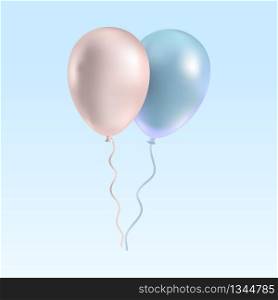 Realistic bunch of flying helium balloons. Birthday party balloon set isolated on transparent background. Premium quality vector illustration.