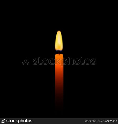 Realistic burning candle. Transparency grid. Vector illustration.. Realistic burning candle. Transparency grid. Vector stock illustration.