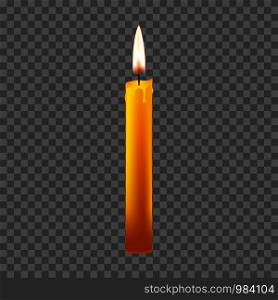 Realistic candle on dark back. Vector illustration. Realistic candle on dark back