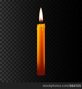 Realistic candle on dark back. Vector illustration. Realistic candle on dark back
