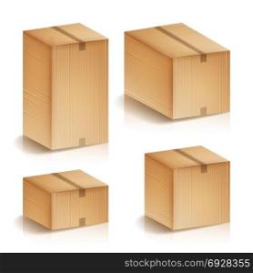 Realistic Cardboard Boxes Set Isolated Vector Illustration. Cardboard Shipping Delivery Boxes Set.. Realistic Cardboard Boxes Set Isolated Vector Illustration