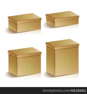 Realistic Cardboard Boxes Set Isolated Vector Illustration. Delivery And Packing Concept. Box Package, Warehouse Parcel, Packaging Cargo.. Realistic Cardboard Boxes Set Isolated Vector Illustration