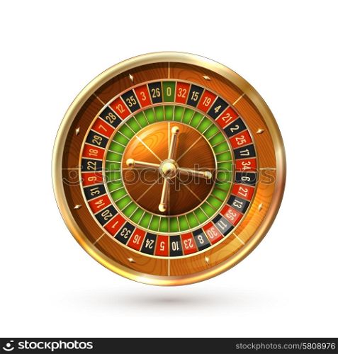 Realistic casino gambling roulette wheel isolated on white background vector illustration. Roulette Wheel Isolated