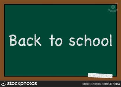 realistic chalkboard with text back to school and chalk