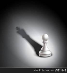 Realistic chess pawn casting king winner strategy metaphor vector illustration. Pawn Casting King