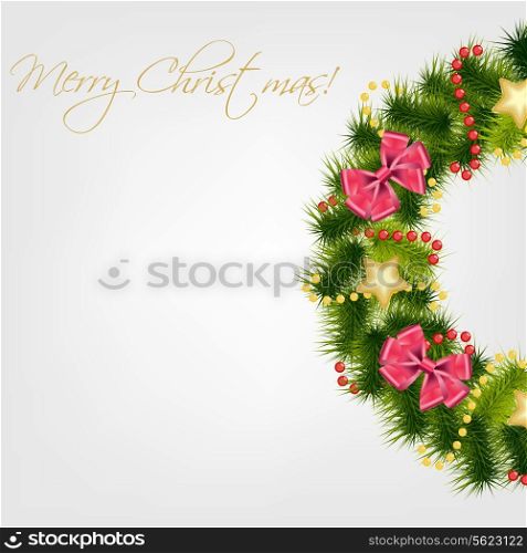 Realistic christmas wreath. vector illustration