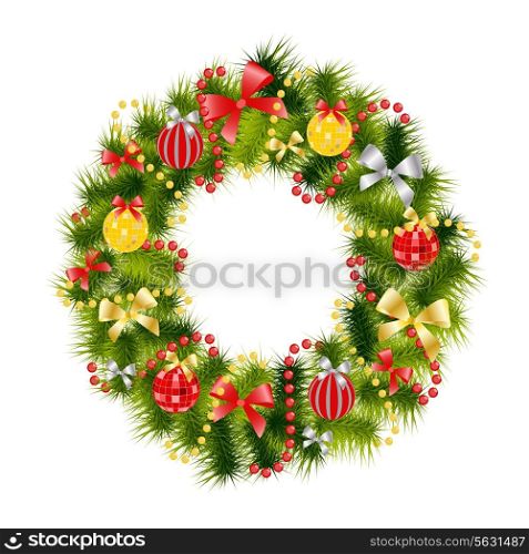 realistic christmas wreath. Vector illustration. EPS 10.
