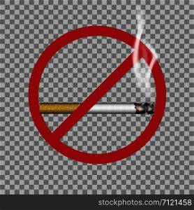 Realistic cigarette and smoke, vector illustration