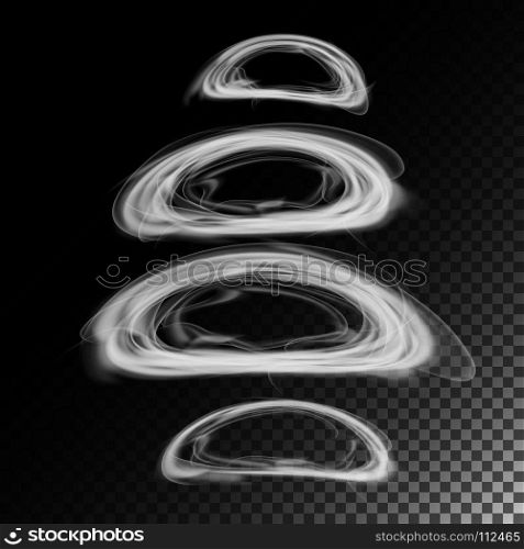 Realistic Cigarette Smoke Waves Vector. Realistic Cigarette Smoke Waves Vector. 3d Illustration. Smoking Symbols On Gray. Smoke Rings