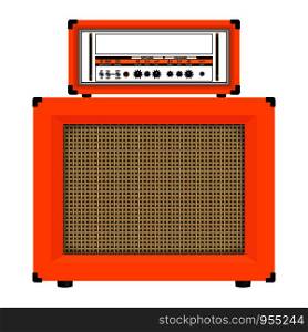 Realistic classic guitar amplifier with cabinet speaker, vector illustration