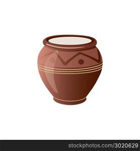 Realistic Clay Pot. Ceramic Jug. Beautiful Pottery. Ethnic Crockery. Farm product. Vector illustration.
