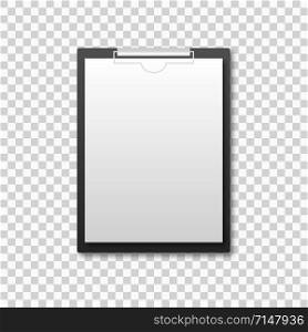 Realistic clipboard vector isolated illustration on trans parent background. Office folder. Notepad information board vector illustration. Realistic notebook template. EPS 10