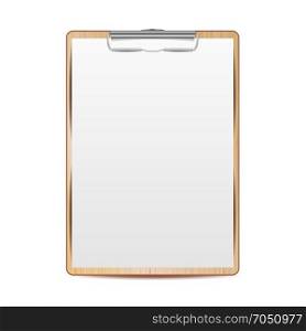 Realistic Clipboard With Paper Vector. Mock up For Your Design. A4 Size. Isolated On White Background Illustration. Realistic Clipboard Vector. A4 Size. Top View. Isolated Illustration