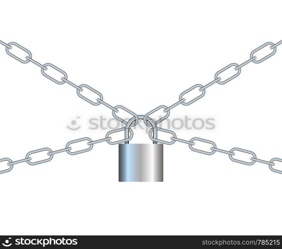 Realistic closed padlock for protection privacy isolated on background. Vector illustration.. Realistic closed padlock for protection privacy isolated on background. Vector stock illustration.