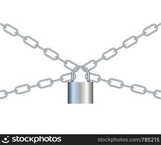 Realistic closed padlock for protection privacy isolated on background. Vector illustration.. Realistic closed padlock for protection privacy isolated on background. Vector stock illustration.