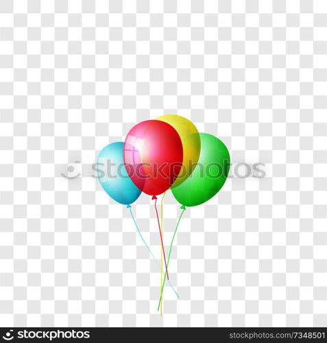 Realistic color balloons set, isolated on transparent background.