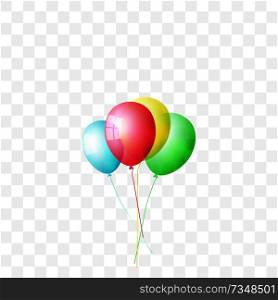 Realistic color balloons set, isolated on transparent background.