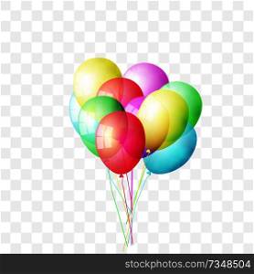 Realistic color balloons set, isolated on transparent background.