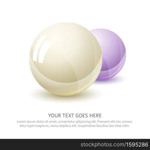 Realistic color pearls vector background. Precious glossy pearl in sphere form.. Pearl isolated on white background