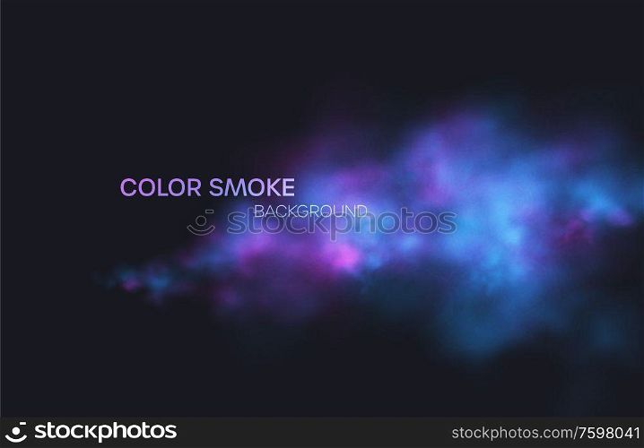 Realistic colored blue, purple and pink smoke on a black background. Vector illustration EPS10. Realistic colored blue, purple and pink smoke on a black background. Vector illustration