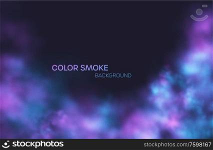 Realistic colored blue, purple and pink smoke on a black background. Vector illustration EPS10. Realistic colored blue, purple and pink smoke on a black background. Vector illustration