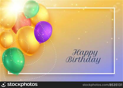 realistic colorful balloons birthday card design
