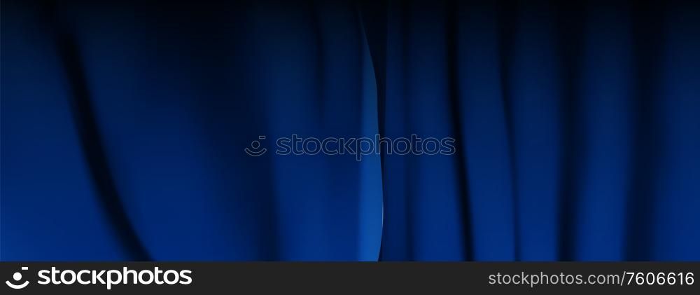 Realistic colorful blue velvet curtain folded. Option curtain at home in the cinema. Vector Illustration. EPS10. Realistic colorful blue velvet curtain folded. Option curtain at home in the cinema. Vector Illustration