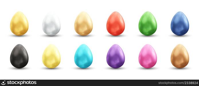 Realistic colorful eggs set 3d vector illustration