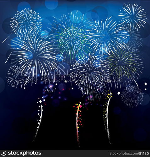 Realistic colorful Fireworks background