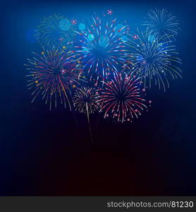 Realistic colorful Fireworks background