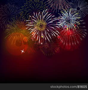 Realistic colorful Fireworks background