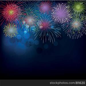 Realistic colorful Fireworks background