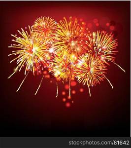 Realistic colorful Fireworks background