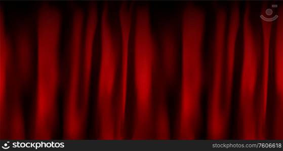 Realistic colorful red velvet curtain folded. Option curtain at home in the cinema. Vector Illustration. EPS10. Realistic colorful red velvet curtain folded. Option curtain at home in the cinema. Vector Illustration